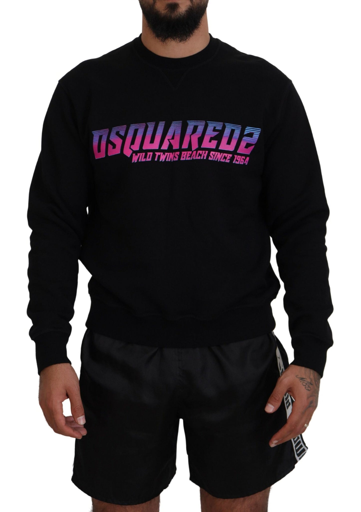 Dsquared² Schwarzer Pullover mit Logo-Print und langen Ärmeln für Herren