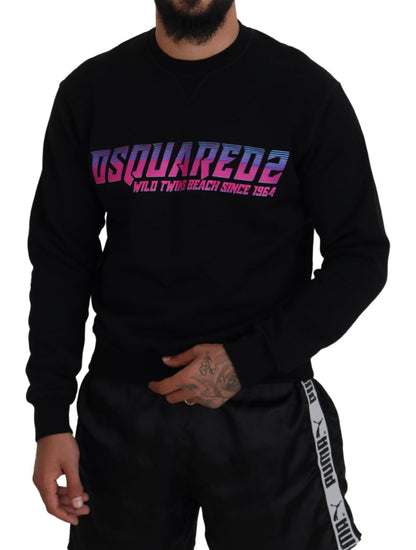 Dsquared² Schwarzer Pullover mit Logo-Print und langen Ärmeln für Herren