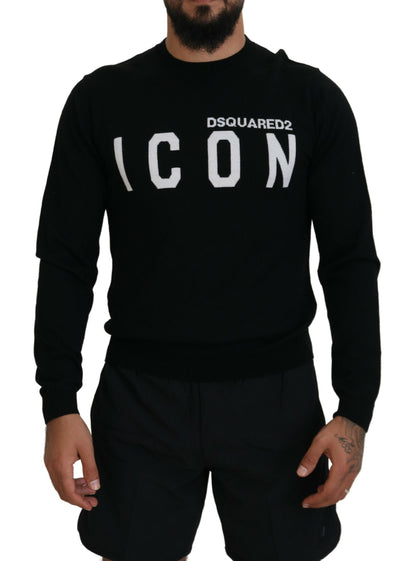 Dsquared² Schwarzer Pullover mit Logo-Print und langen Ärmeln für Herren