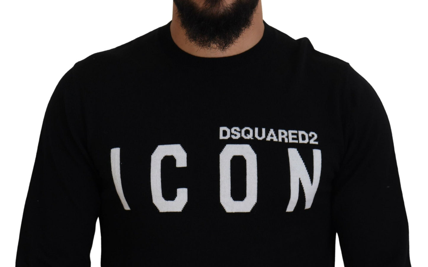 Dsquared² Schwarzer Pullover mit Logo-Print und langen Ärmeln für Herren