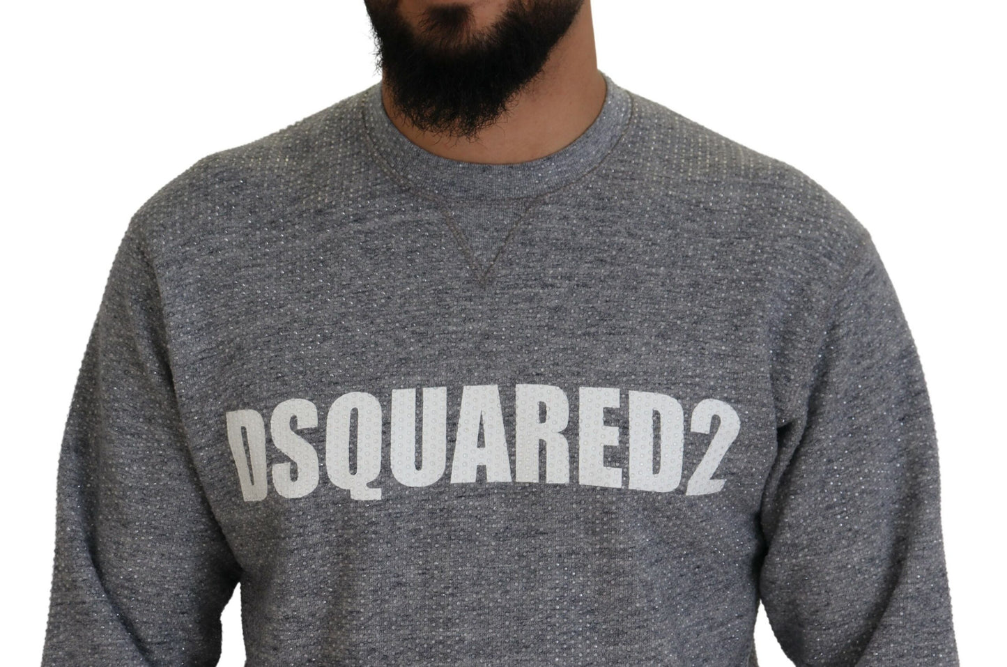 Dsquared² Grauer Pullover mit Kristallverzierung für Herren