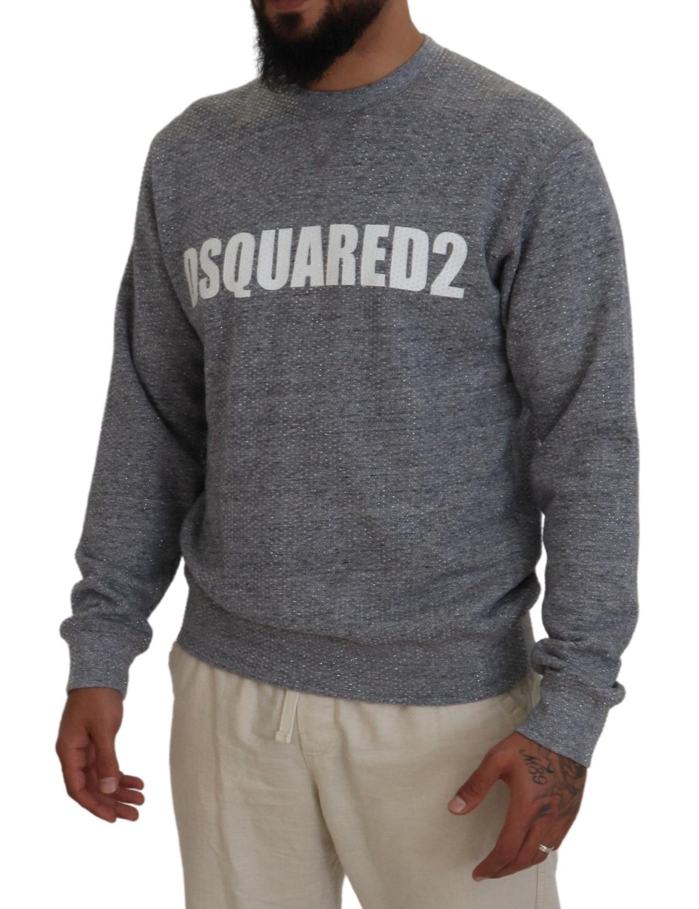 Dsquared² Grauer Pullover mit Kristallverzierung für Herren