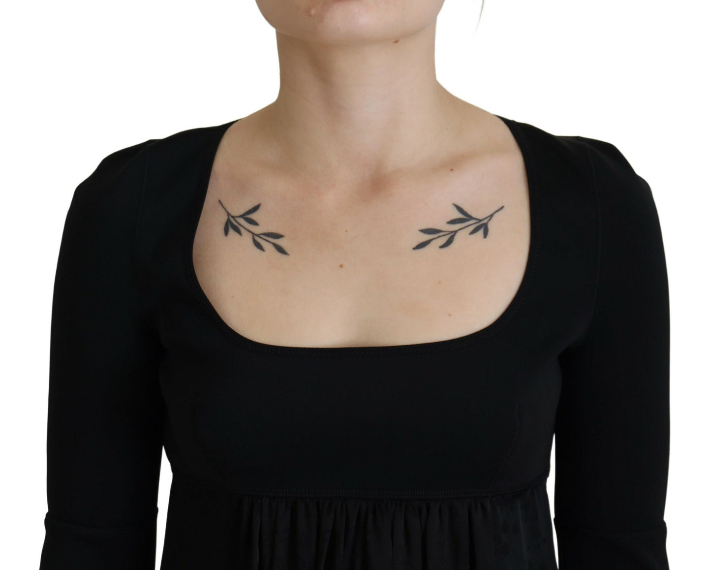 Dsquared² Schwarzes Etuikleid aus Acetat in A-Linie mit kurzen Ärmeln