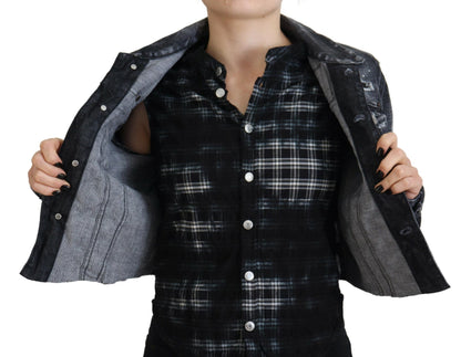 Dsquared² Graue Jeansjacke aus gewaschener Baumwolle im Used-Look