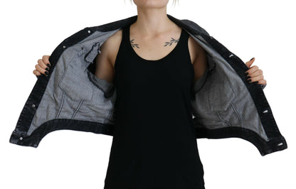 Dsquared² Graue, verwaschene, kurze Jeansjacke aus Baumwolle