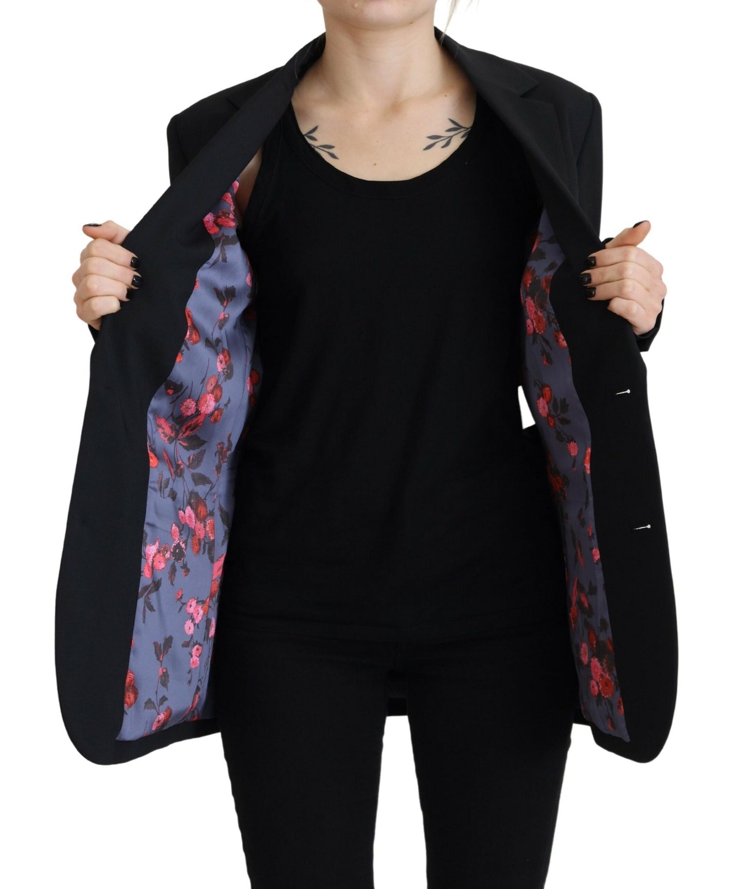 Dsquared² Einreihiger Blazer mit Blumenmuster in Schwarz