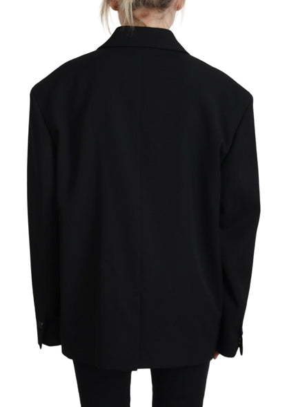 Dsquared² Schwarzer Zweireiher-Mantel-Blazer