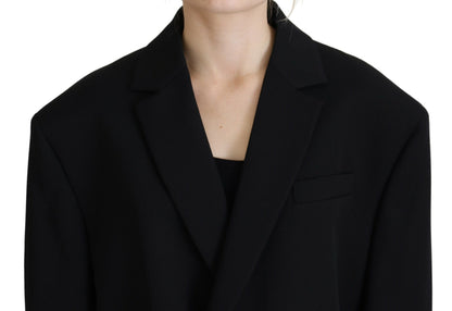 Dsquared² Schwarzer Zweireiher-Mantel-Blazer