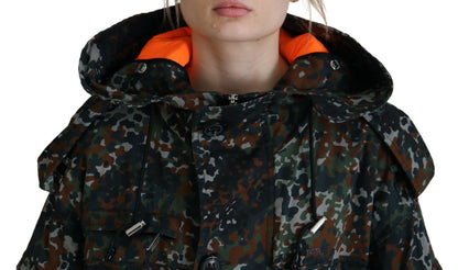 Dsquared² – Parka-Manteljacke mit Kapuze und Camouflage-Print in Grün