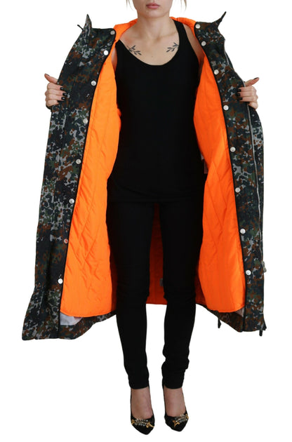 Dsquared² – Parka-Manteljacke mit Kapuze und Camouflage-Print in Grün