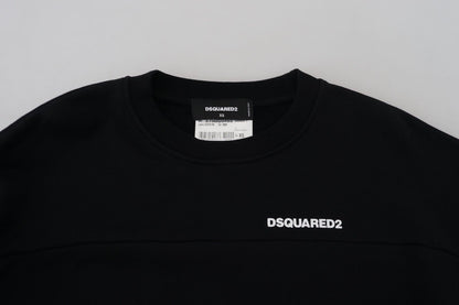 Dsquared² Schwarzer bedruckter Damen-Langarmpullover aus Baumwolle