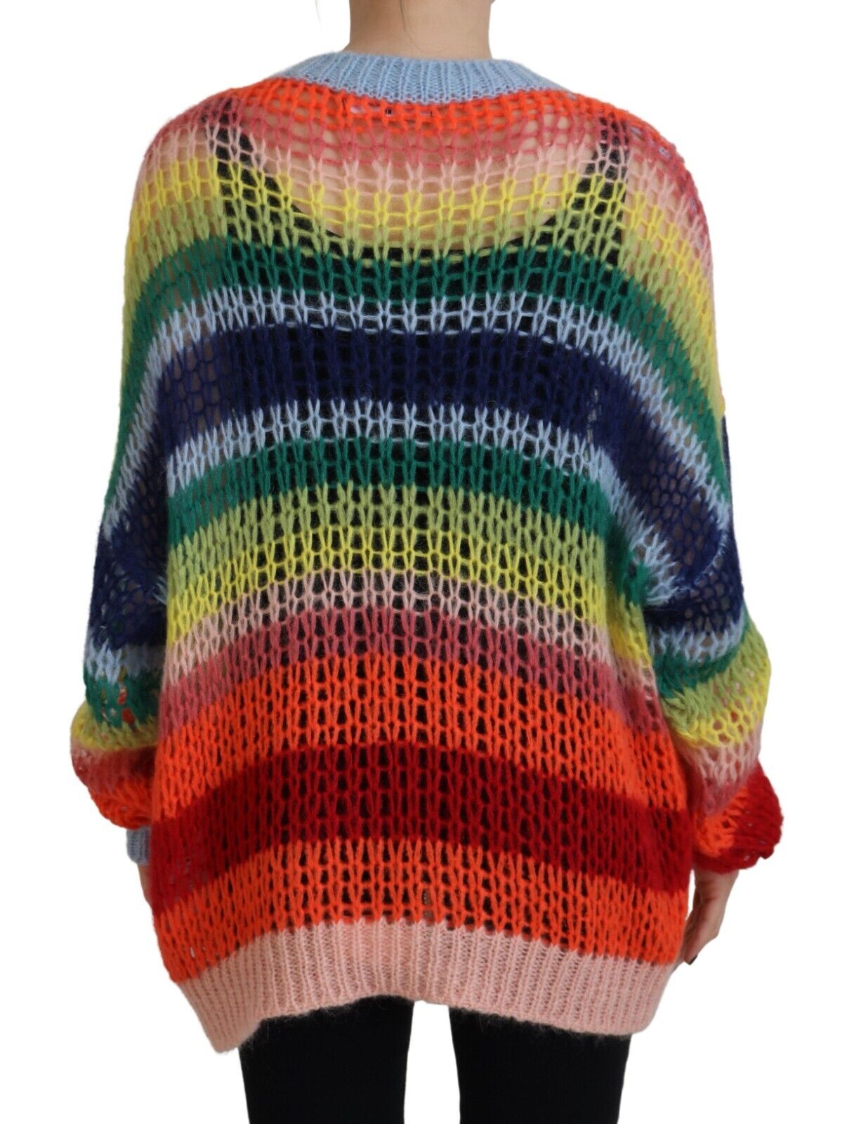 Dsquared² Mehrfarbiger Pullover aus gestricktem Mohair mit Rundhalsausschnitt