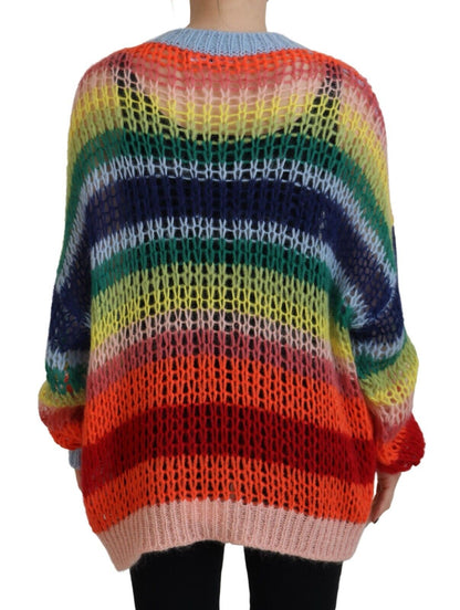 Dsquared² Mehrfarbiger Pullover aus gestricktem Mohair mit Rundhalsausschnitt