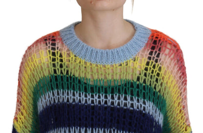 Dsquared² Mehrfarbiger Pullover aus gestricktem Mohair mit Rundhalsausschnitt