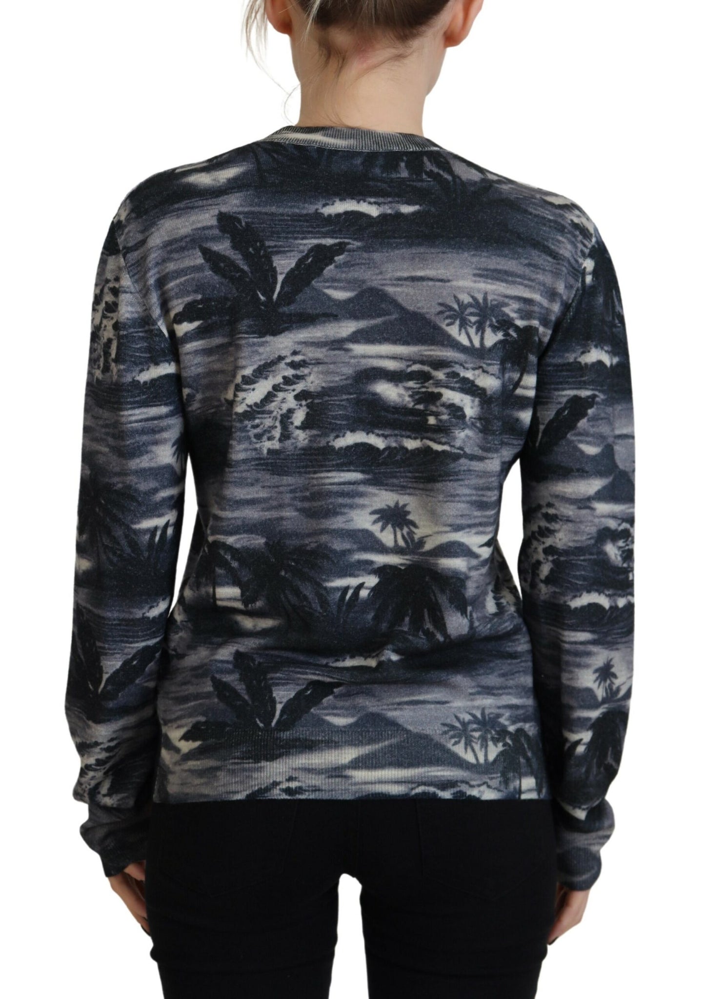 Dsquared² Schwarzer, langärmliger Freizeitpullover mit Thunder Sky-Print