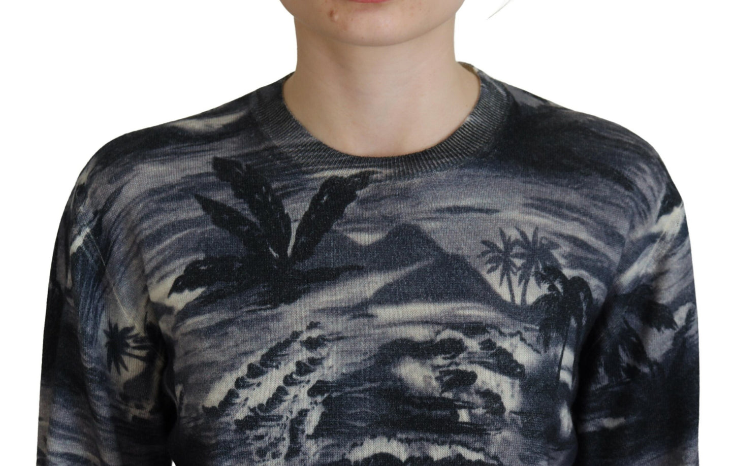 Dsquared² Schwarzer, langärmliger Freizeitpullover mit Thunder Sky-Print