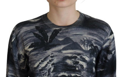 Dsquared² Schwarzer, langärmliger Freizeitpullover mit Thunder Sky-Print