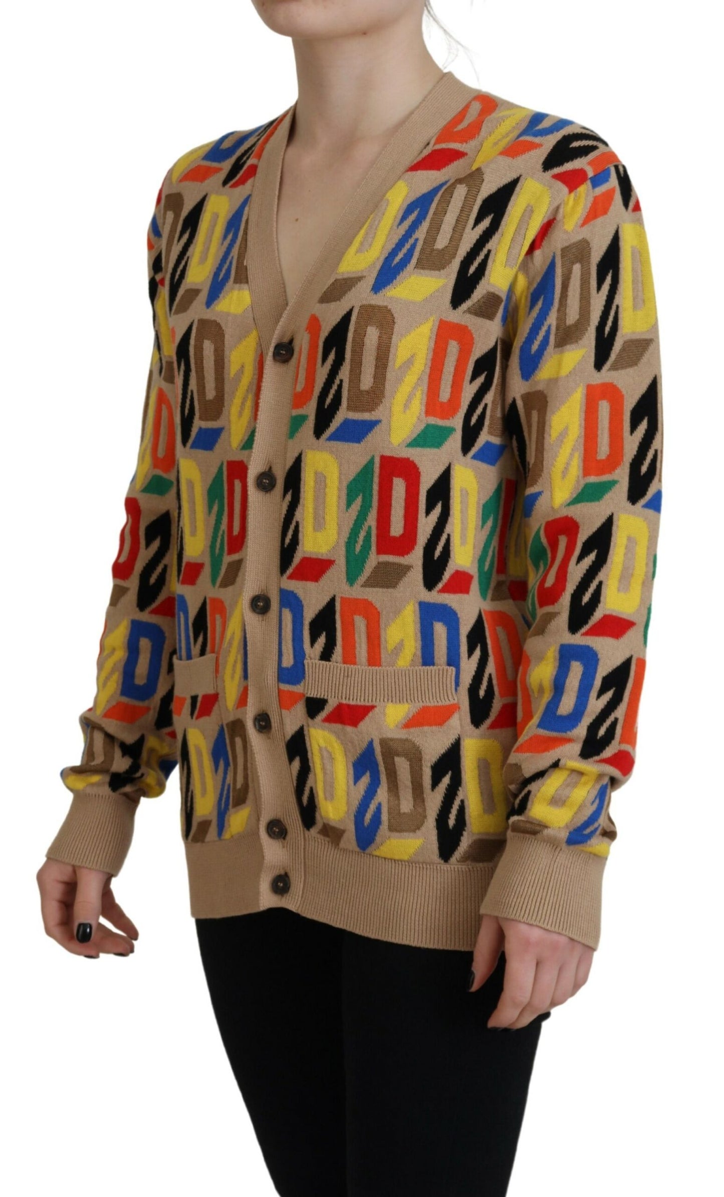 Dsquared² Braunes Logo Langarm-Cardigan-Sweatshirt für Damen