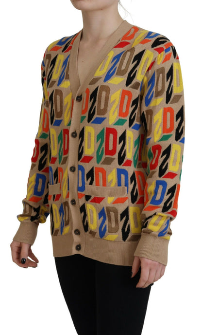 Dsquared² Braunes Logo Langarm-Cardigan-Sweatshirt für Damen