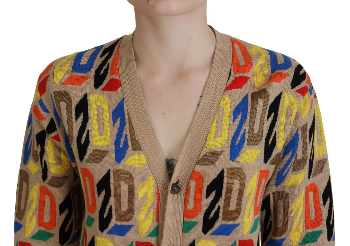 Dsquared² Braunes Logo Langarm-Cardigan-Sweatshirt für Damen