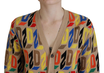 Dsquared² Braunes Logo Langarm-Cardigan-Sweatshirt für Damen