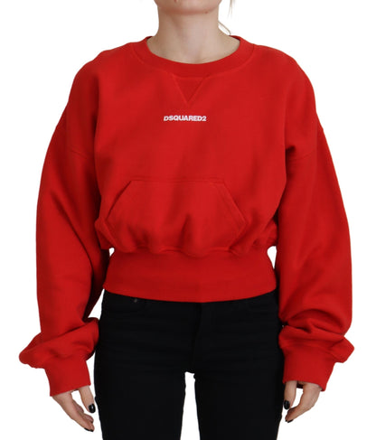 Dsquared² Damen Pullover mit Rundhalsausschnitt und langen Ärmeln in Rot mit Logo-Print