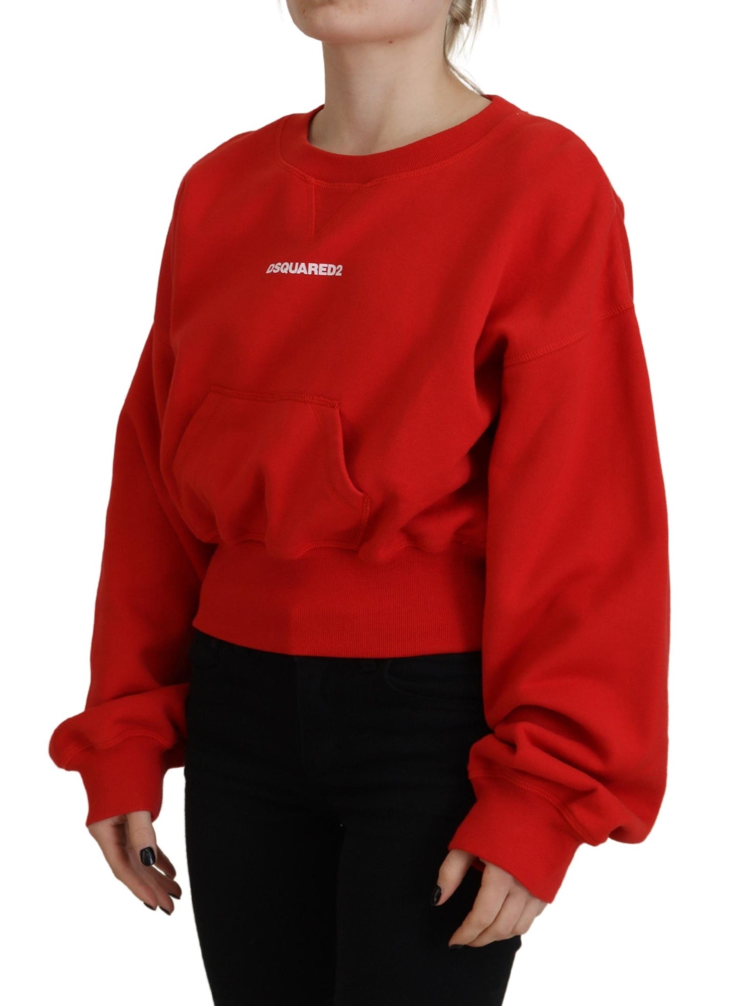 Dsquared² Damen Pullover mit Rundhalsausschnitt und langen Ärmeln in Rot mit Logo-Print