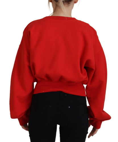Dsquared² Damen Pullover mit Rundhalsausschnitt und langen Ärmeln in Rot mit Logo-Print