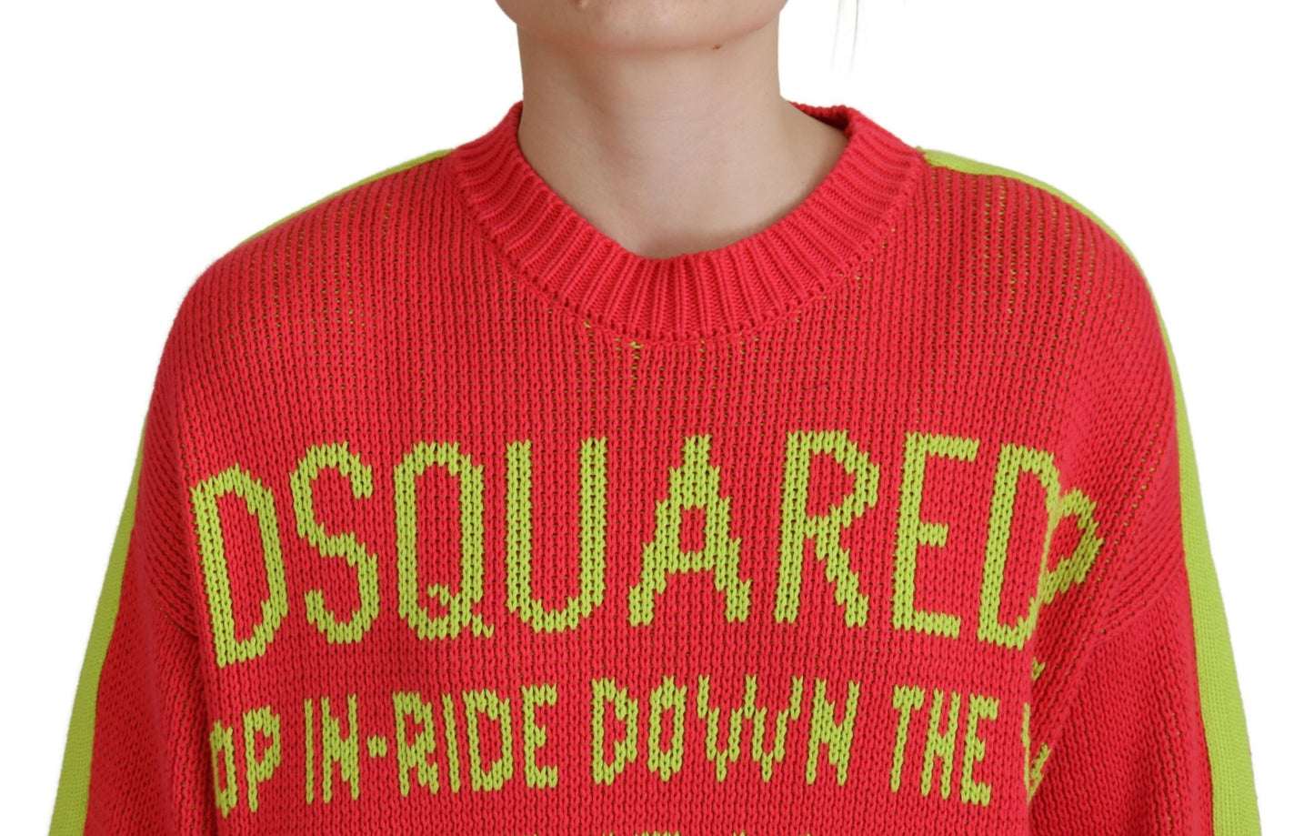 Dsquared² Mehrfarbiger Pullover aus gestrickter Baumwolle mit Rundhalsausschnitt