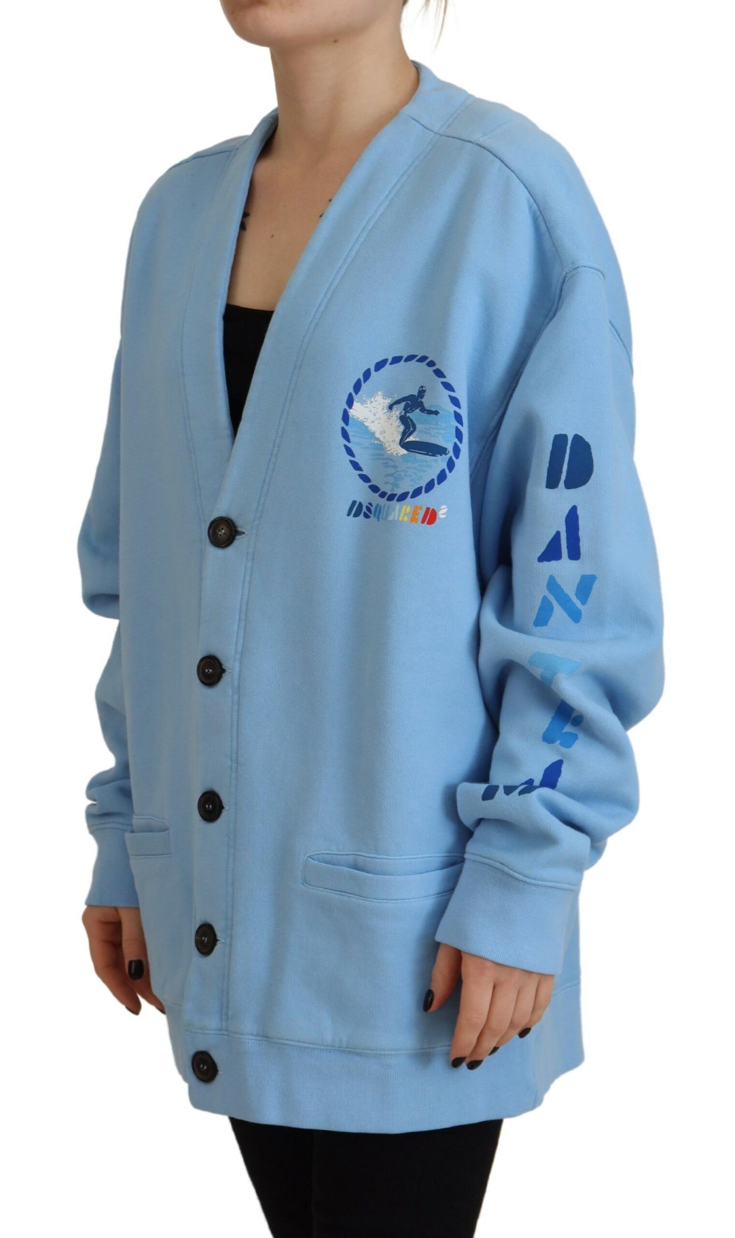 Dsquared² Blauer Strickjackenpullover aus Baumwolle mit Knöpfen