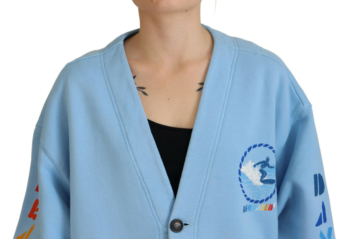 Dsquared² Blauer Strickjackenpullover aus Baumwolle mit Knöpfen