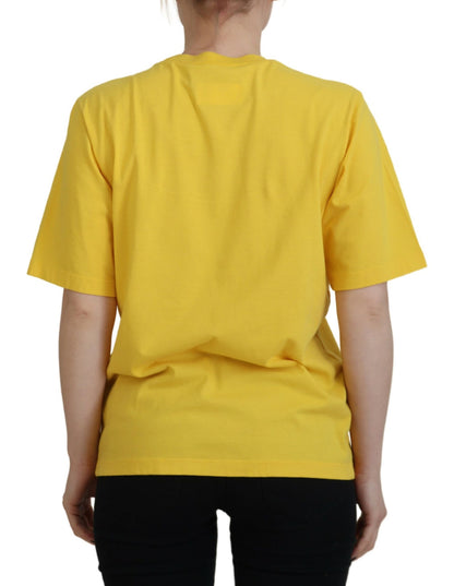 Dsquared² Gelbes Easy Tee-T-Shirt aus Baumwolle mit Rundhalsausschnitt und Logodruck