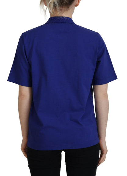 Dsquared² – Poloshirt mit kurzen Ärmeln und Kragenaufdruck in Blau