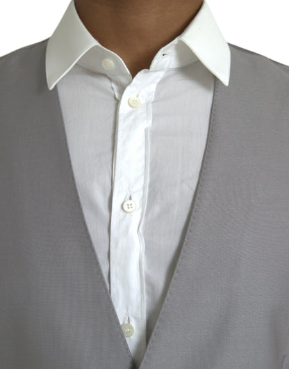 Dolce &amp; Gabbana Hellgraue Weste aus Wolle für formelle Anlässe