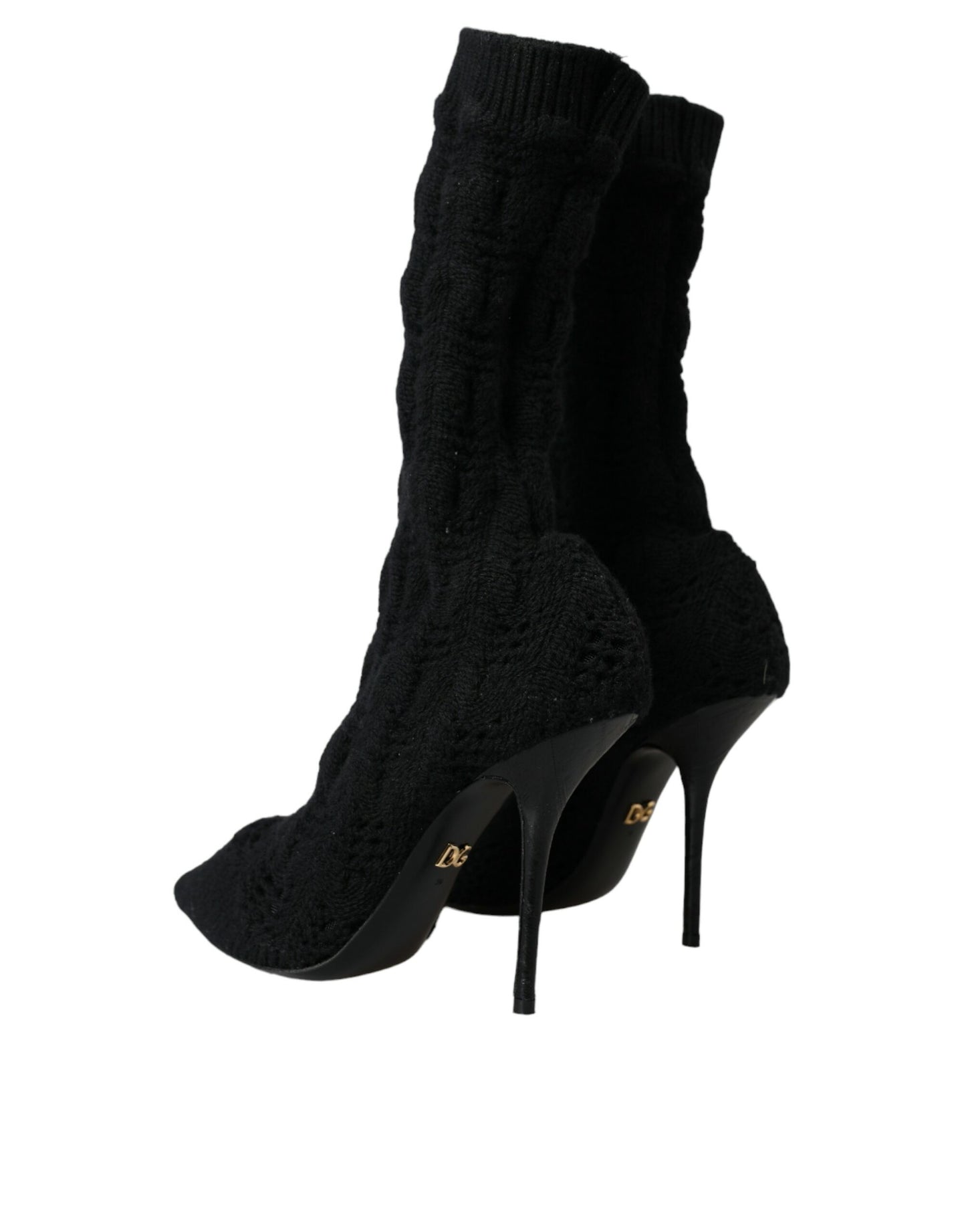 Dolce &amp; Gabbana Schwarze Stiletto-Absätze, wadenlange Stiefel
