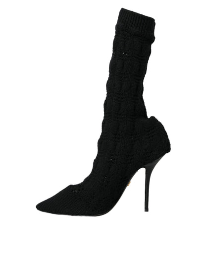 Dolce &amp; Gabbana Schwarze Stiletto-Absätze, wadenlange Stiefel