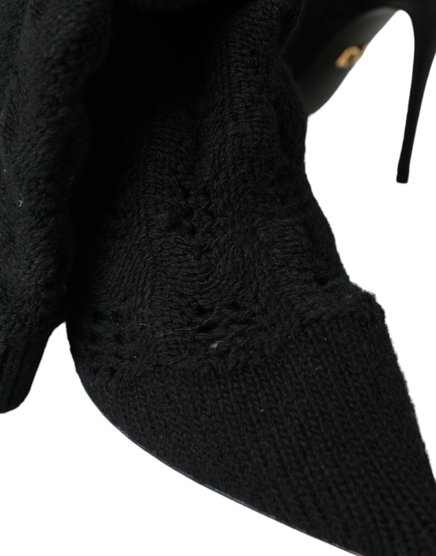 Dolce &amp; Gabbana Schwarze Stiletto-Absätze, wadenlange Stiefel