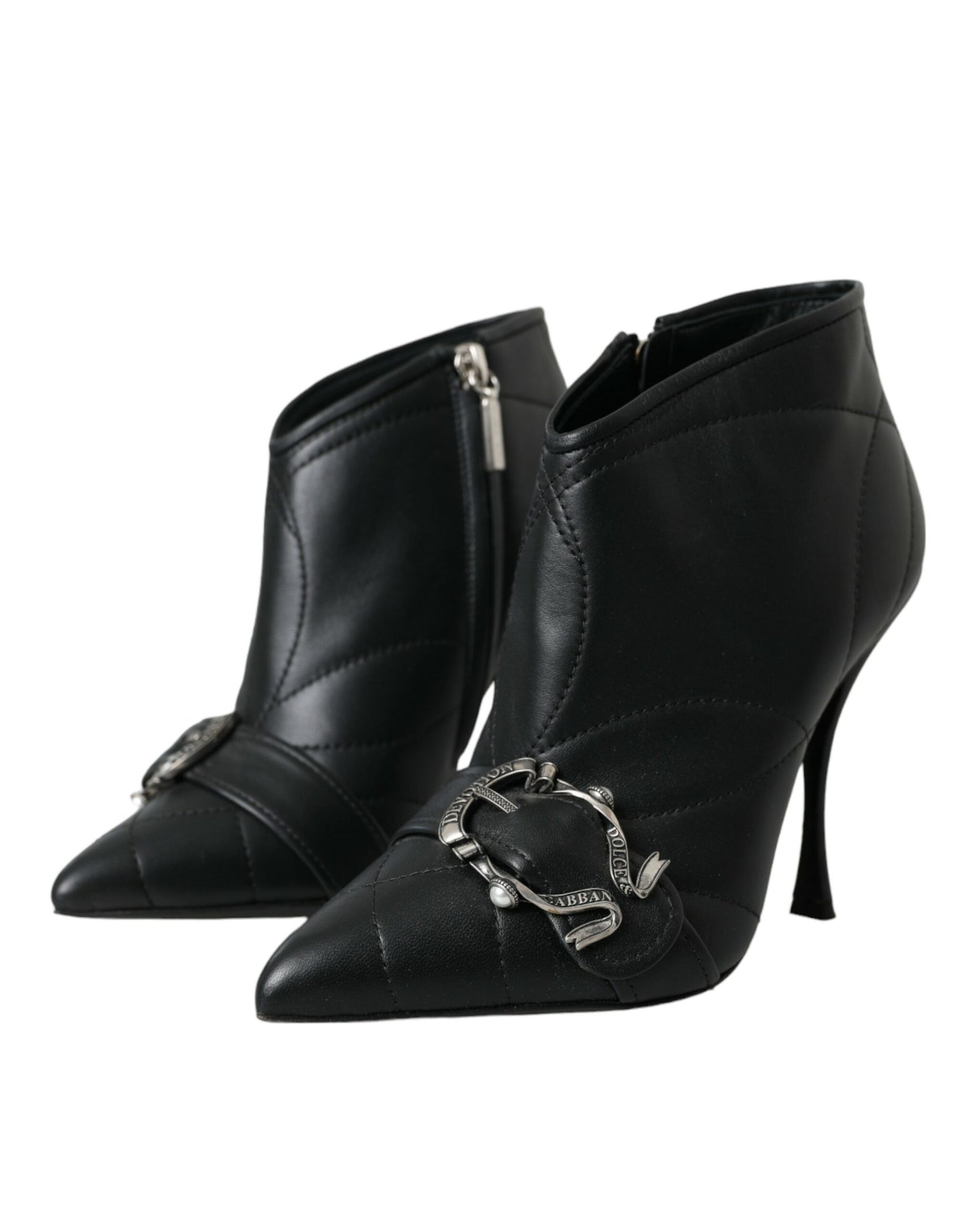 Dolce &amp; Gabbana – Devotion – Gesteppte Stiefel mit Schnalle in Schwarz
