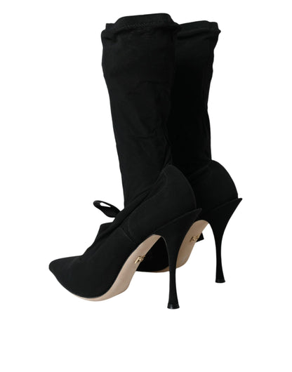 Dolce &amp; Gabbana Schwarze Stiletto-Absätze, wadenlange Stiefel