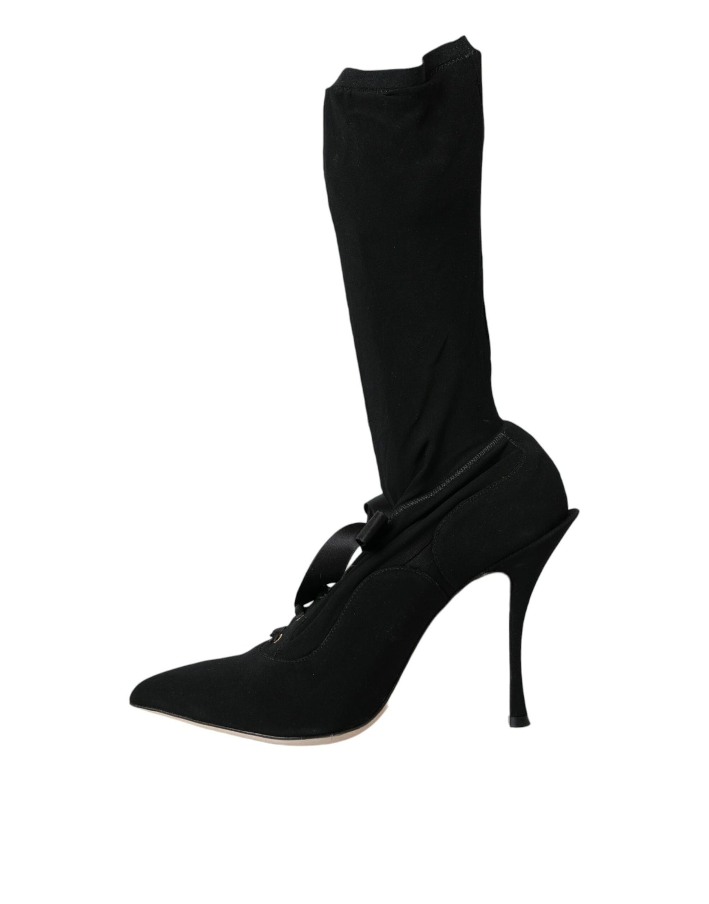 Dolce &amp; Gabbana Schwarze Stiletto-Absätze, wadenlange Stiefel