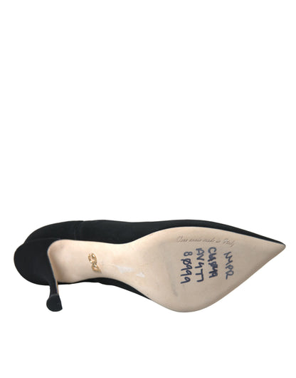Dolce &amp; Gabbana Schwarze Stiletto-Absätze, wadenlange Stiefel