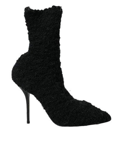 Dolce &amp; Gabbana Schwarze Stiletto-Absätze, wadenlange Stiefel