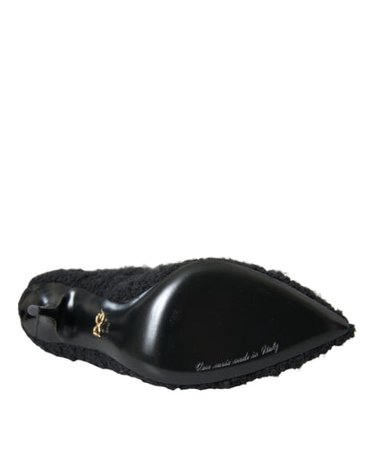 Dolce &amp; Gabbana Schwarze Stiletto-Absätze, wadenlange Stiefel