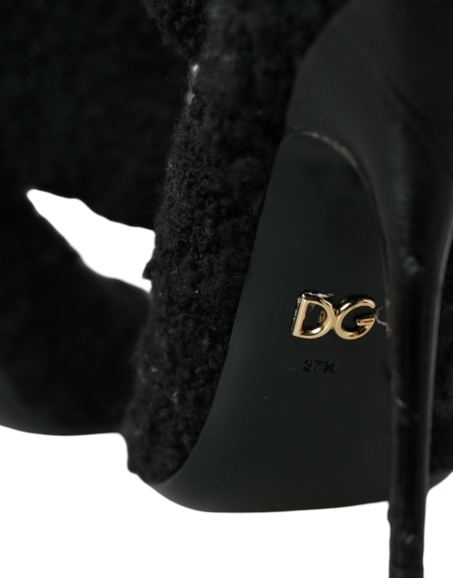 Dolce &amp; Gabbana Schwarze Stiletto-Absätze, wadenlange Stiefel