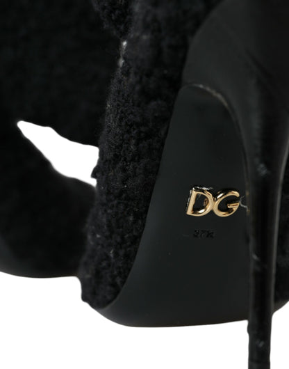 Dolce &amp; Gabbana Schwarze Stiletto-Absätze, wadenlange Stiefel