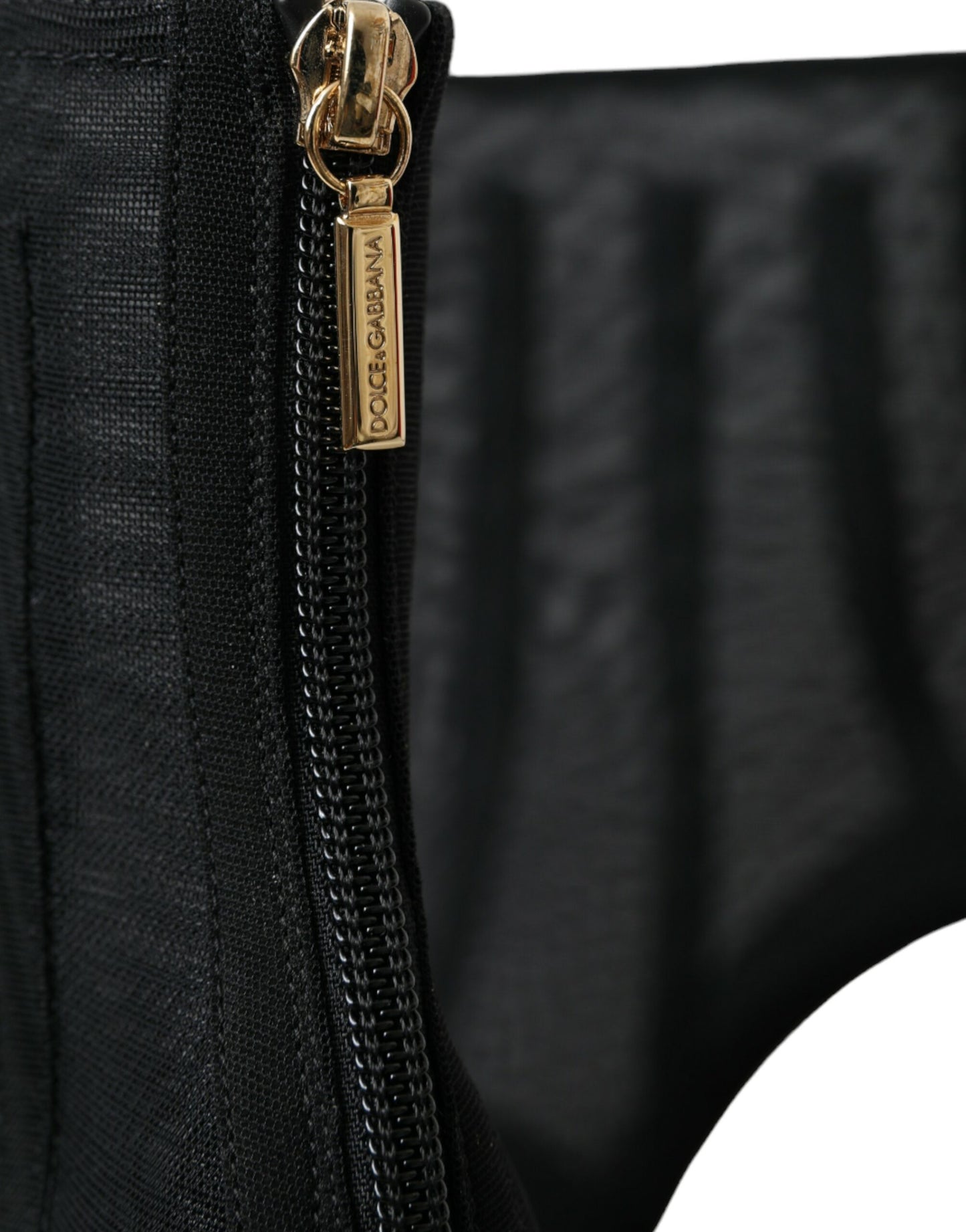 Dolce &amp; Gabbana Schwarze Mesh-Stiletto-Absätze Stiefeletten Schuhe