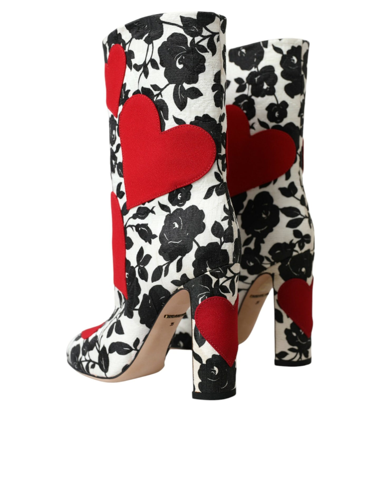 Dolce &amp; Gabbana Weiße Lederstiefel mit Blumenherzen