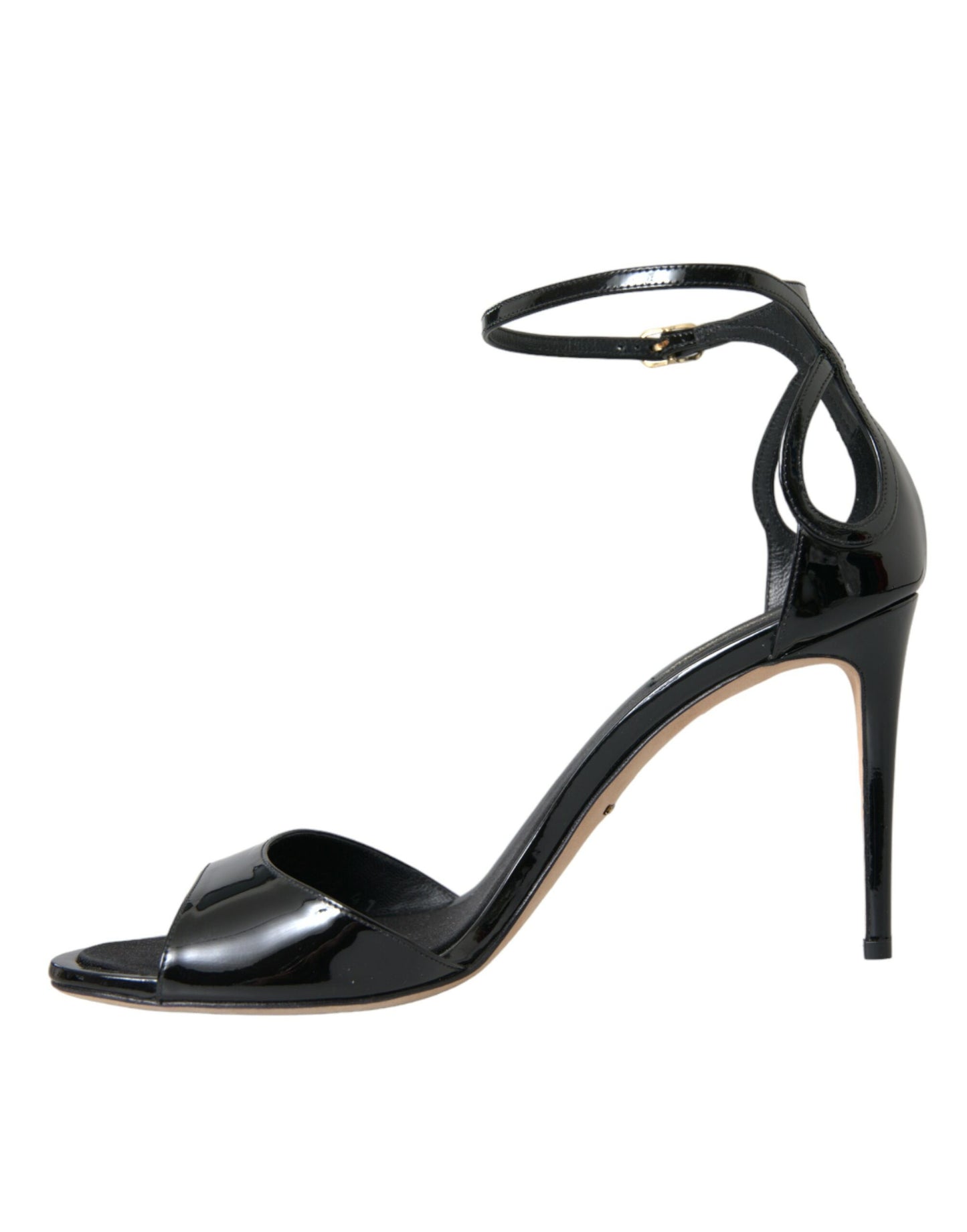Dolce &amp; Gabbana Schwarze KEIRA Leder Heels Sandalen Schuhe