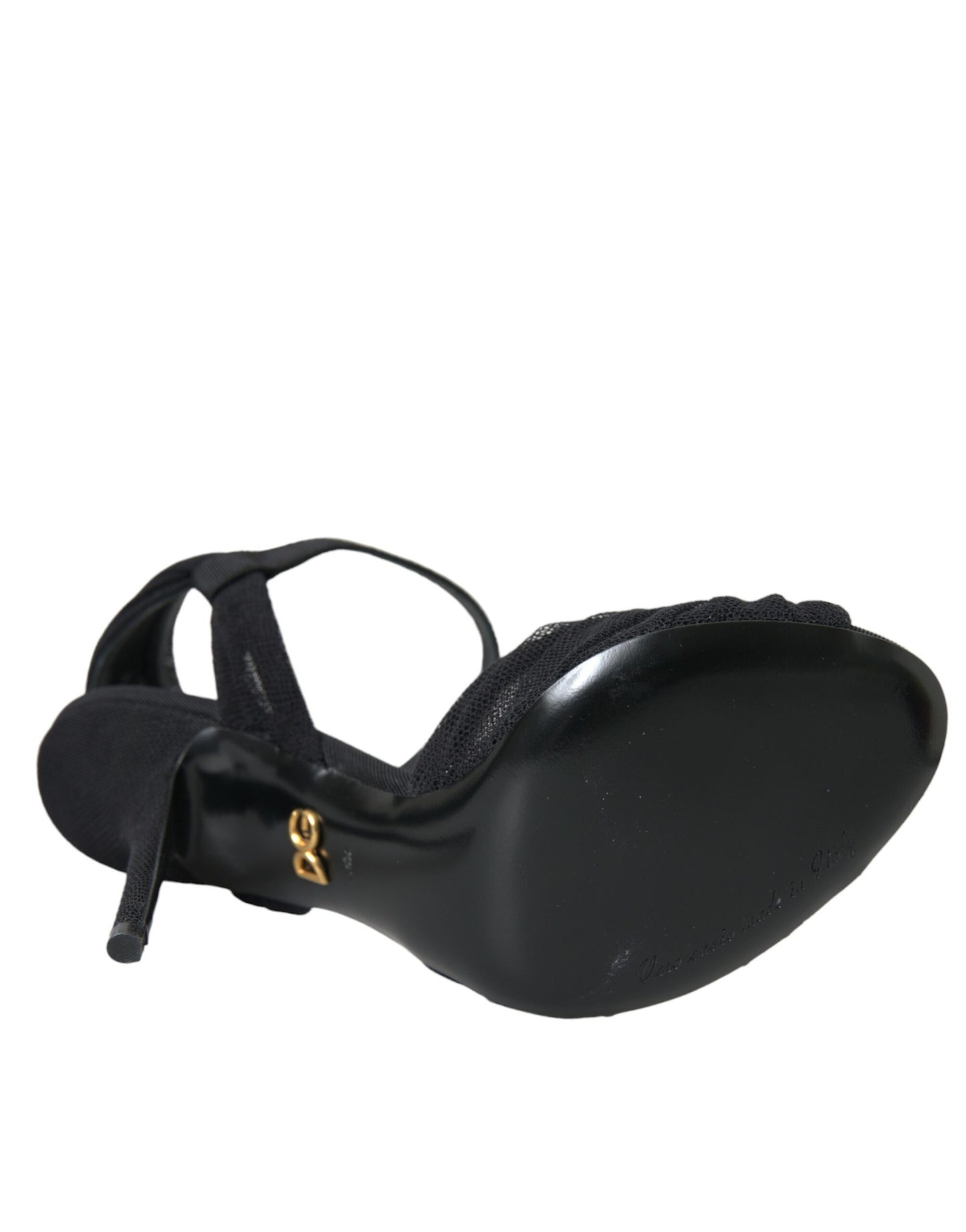 Dolce &amp; Gabbana – Sandalen mit Absatz und Verzierung aus schwarzem Wildleder