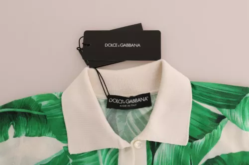 Dolce &amp; Gabbana – Poloshirt aus Seide mit grünem Bananenprint